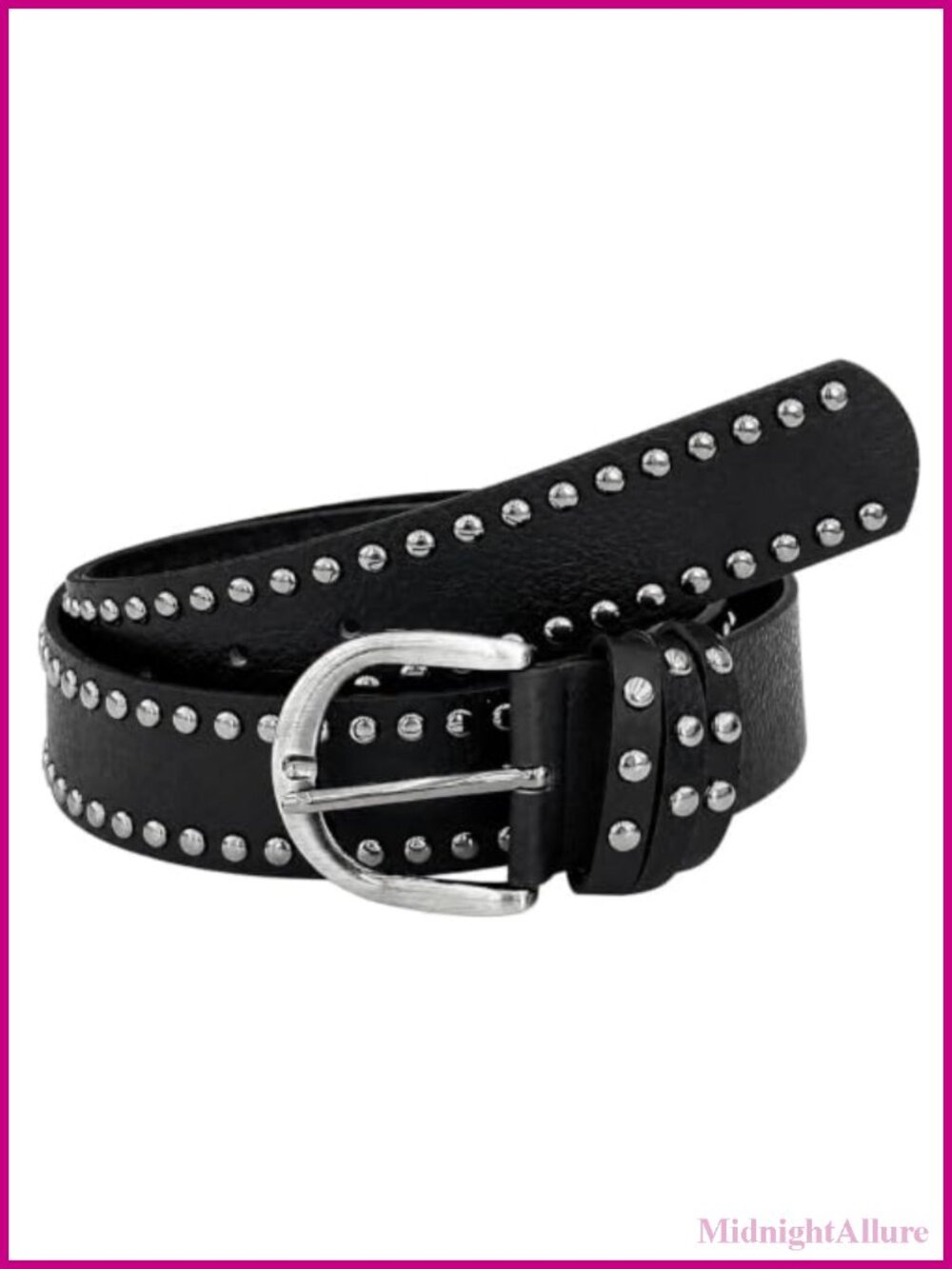 Faux Leather Western Cowboy Belt Embossed Adjustable Studded Pull On